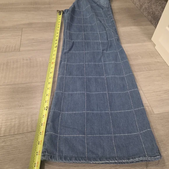 Van Heusen Blue Checkered Flare Jeans - Picture 7 of 11